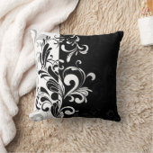 Coussin à lancer noir et blanc contemporain (Couverture)