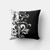 Coussin à lancer noir et blanc contemporain (Verso)