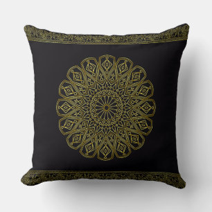 Coussin à lancer noir et or Arabesque (deux taille
