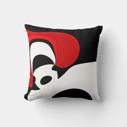 Coussin À M. Redd : Abstrait Noir, Blanc & Rouge (Recto)