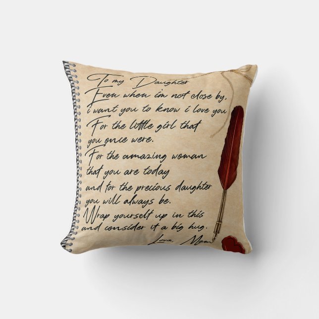 Coussin À ma fille Cadeau d'anniversaire, mignonne maman C (Recto)