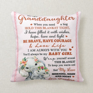 Coussin À ma petite-fille Elephant Idée cadeau d'anniver