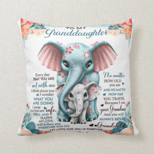 Coussin À ma petite-fille Elephant Idée cadeau d'anniversa