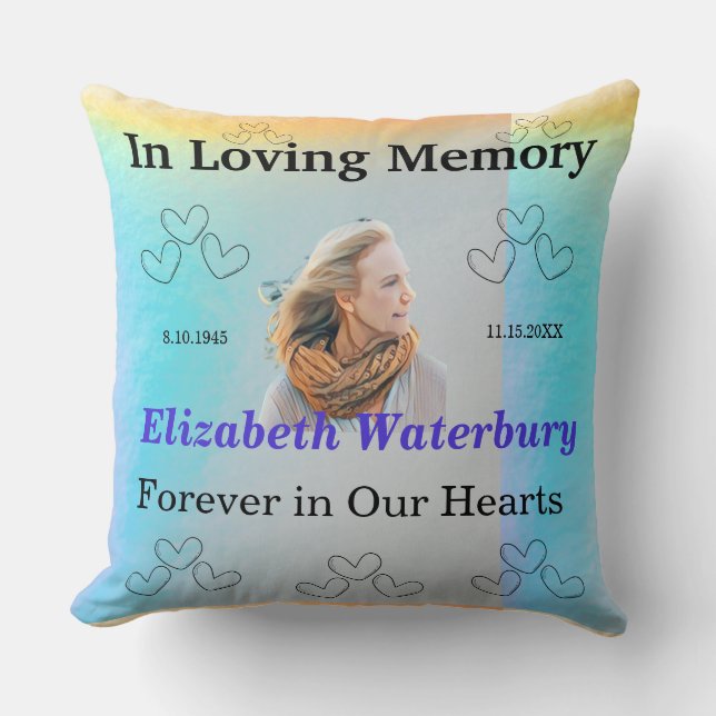 Coussin À Mémoire Affectueuse Pour Toujours Dans Nos Cœurs (Recto)