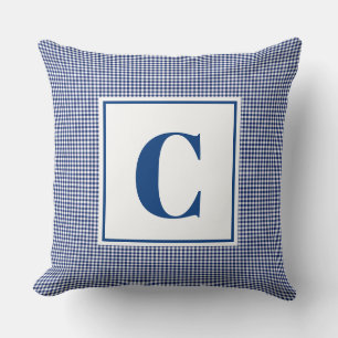Coussin à monogramme - Berceau carreaux bleus