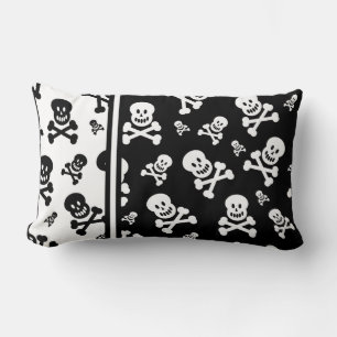 Coussin à motif crâne noir et blanc