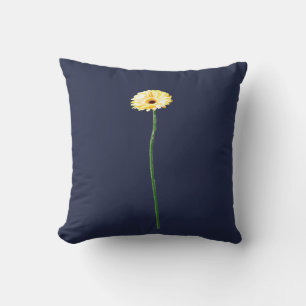 Coussin à motif de fleurs de gerbera jaune pâle