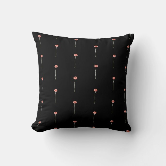 Coussin à motif de fleurs de gerbera rouge pâle (Recto)