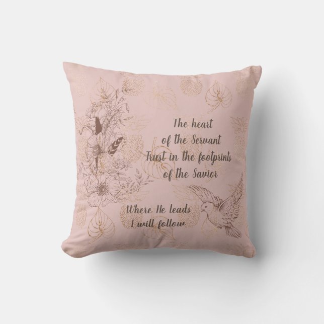 Coussin à motif floral rose doux (Recto)