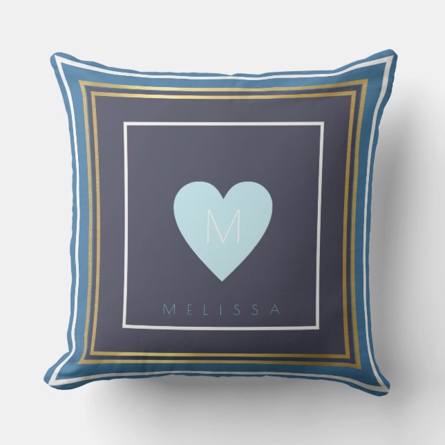 Coussin A nice design of square borders with blue heart (Recto)