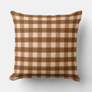 coussin à oreiller à motif à damiers Brown