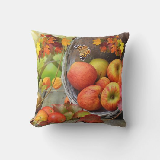 Coussin à panier à pomme de automne coloré (Recto)