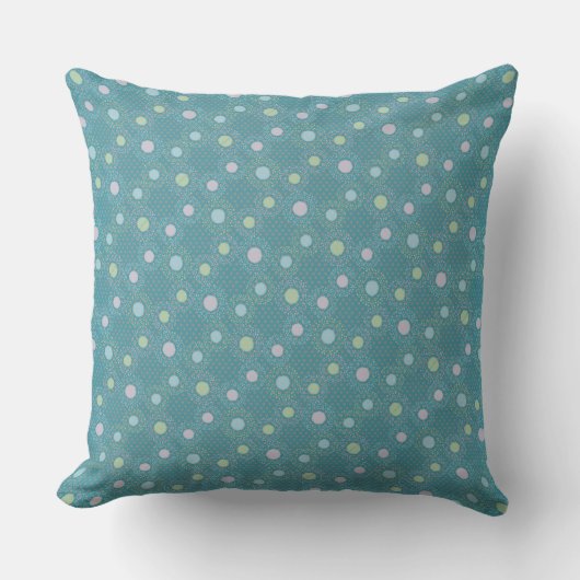 Coussin À petits pois turquoises et pastel (Recto)