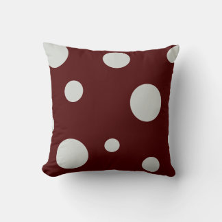 Coussin à points de polka gris clair et marron
