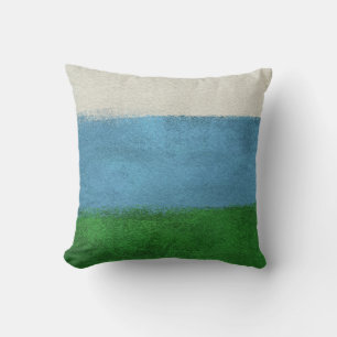 Coussin à projectile - Crème Vert Bleu rayé