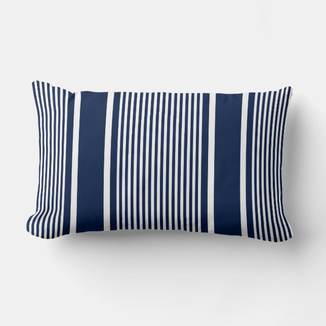 Coussin à rayures marines bleu (Recto)