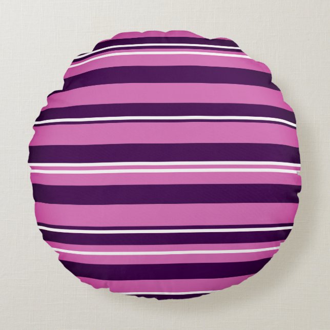 Coussin à rayures violettes et roses (Devant)