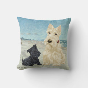 Coussin à roue et noir écossais Terrier