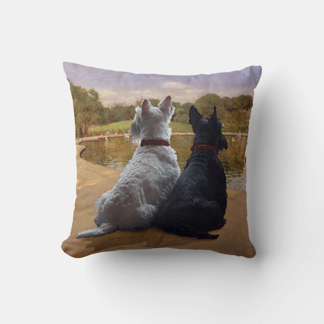 Coussin à roue et noir écossais Terrier (Recto)