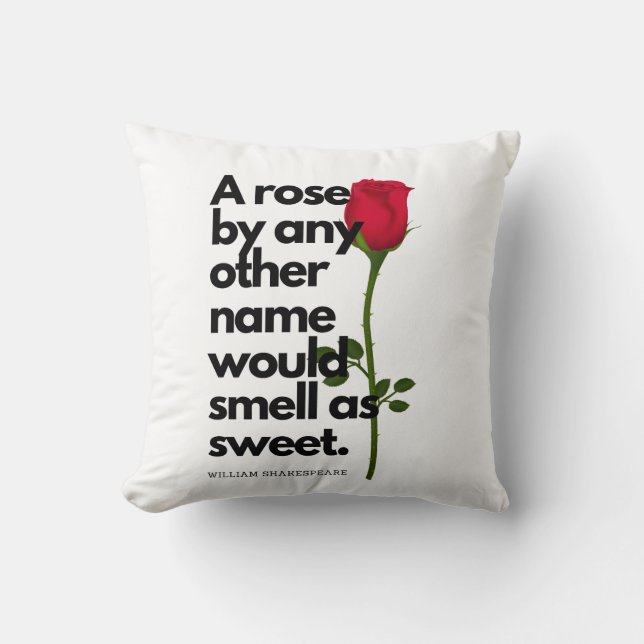 Coussin A SHAKESPEARE POEM AND A ROSE  Throw Pillow (Recto)