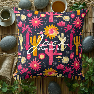 Coussin à thème cactus aux couleurs vibrantes