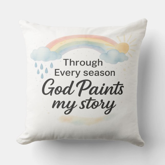 Coussin À travers chaque saison – Dieu peint mon histoire  (Recto)