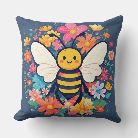 Coussin Abeille de dessin animé adorable (Recto)