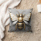 Coussin Abeille de miel dorée sur toile florale (Couverture)