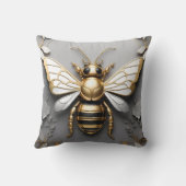 Coussin Abeille de miel dorée sur toile florale (Verso)