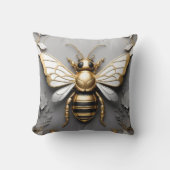 Coussin Abeille de miel dorée sur toile florale (Recto)
