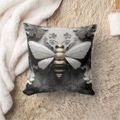 Coussin Abeille de miel dorée sur toile florale (Couverture)