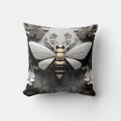Coussin Abeille de miel dorée sur toile florale (Recto)