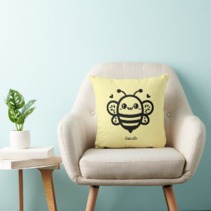 Coussin Abeille de miel doux - Kawaii Nursery Line Art