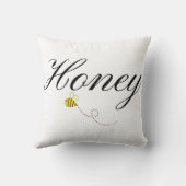 Coussin Abeille de miel, Élégant script manuscrit (Verso)
