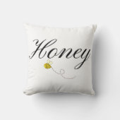 Coussin Abeille de miel, Élégant script manuscrit (Recto)