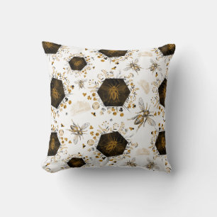 Coussin Abeille de miel noir et or