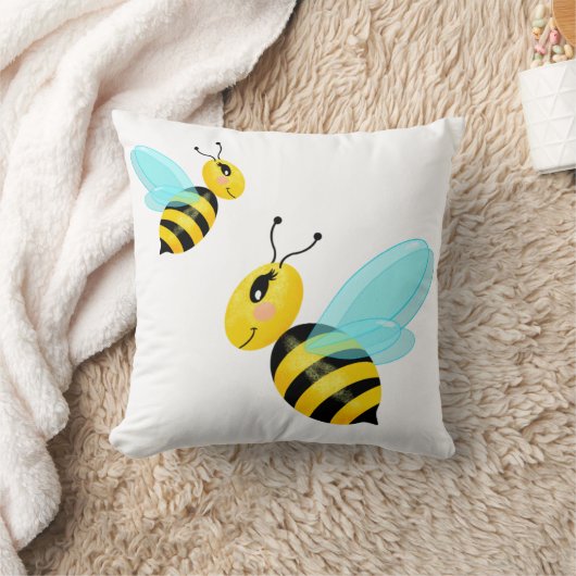 Coussin abeille heureuse (Couverture)