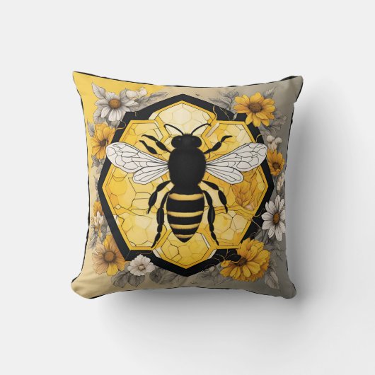 Coussin Abeille Humble sur Création de Rayon de Miel (Recto)