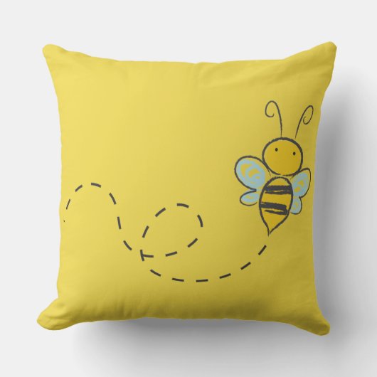 COUSSIN ABEILLE JAUNE DE CARREAU DE COTON EN VOL (Recto)