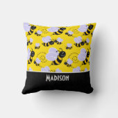 Coussin Abeille jaune et noire mignonne (Verso)