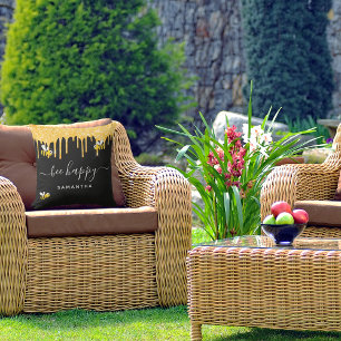 Coussin Abeille joyeuse parties scintillant de bourdon noi