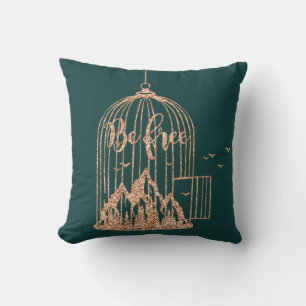 Coussin Abeille Sans Oiseaux De Cage Rose Or Cuivre Turquo