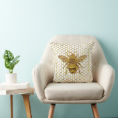 Coussin Abeille scintillante dorée Hexagone Rucher (Chaise)