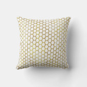 Coussin Abeille scintillante dorée Hexagone Rucher (Verso)