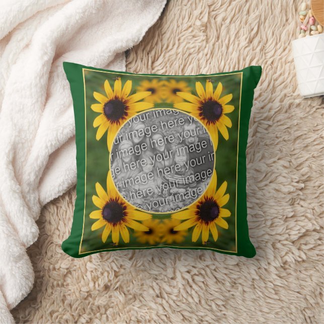 Coussin Abeille Sur Black Eyed Susan Flower Ajouter votre  (Couverture)