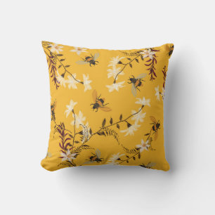 Coussin Abeille vintage et papillon : Brodé Art Floral