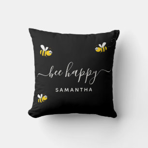 Coussin Abeilles joyeux mignonette abeilles noir blanc mon