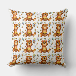 Coussin Abeilles Volantes Avec Un Ours De Miel