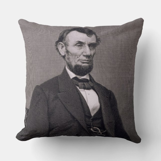 Coussin Abraham Lincoln, gravé d'une photographie va le (Recto)