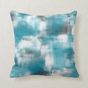 Coussin Abrégé sur blanc gris de turquoise